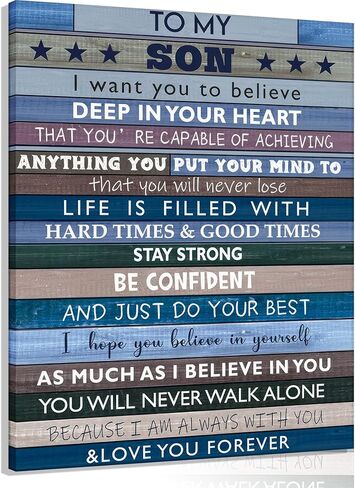 Inspirational Teen Boy Wall Art Motivation Quote to My Son Canvas Poster Wall Decor for Son Gifts Boys Room Living Room Bathroom Framed in Saudi Arabia