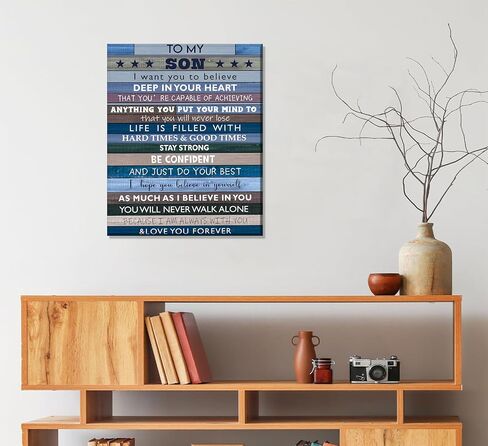Inspirational Teen Boy Wall Art Motivation Quote to My Son Canvas Poster Wall Decor for Son Gifts Boys Room Living Room Bathroom Framed in Saudi Arabia