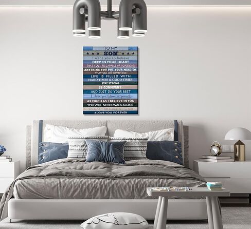 Inspirational Teen Boy Wall Art Motivation Quote to My Son Canvas Poster Wall Decor for Son Gifts Boys Room Living Room Bathroom Framed in Saudi Arabia
