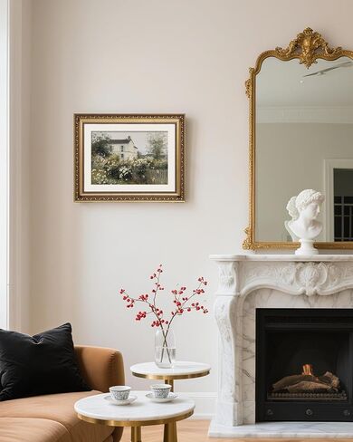 ARPEOTCY Vintage Cottage Garden Wall Art, Framed Floral House Painting Print, French Country Style Home Décor, 14x11 Inch Countryside Landscape Picture for Living Room, Bedroom, Hallway in Kuwait