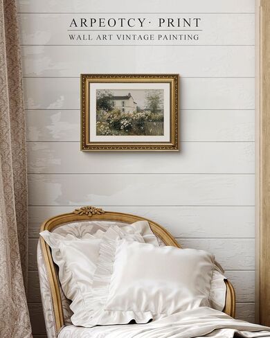 ARPEOTCY Vintage Cottage Garden Wall Art, Framed Floral House Painting Print, French Country Style Home Décor, 14x11 Inch Countryside Landscape Picture for Living Room, Bedroom, Hallway in Kuwait