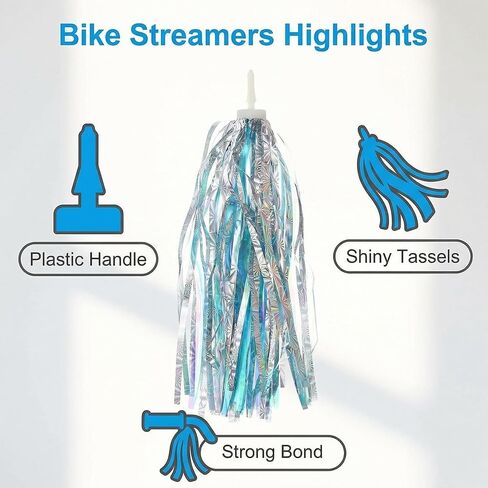 1 Pair Kids Bike Scooter Handlebar Streamers Sparkle Pom Pom Tassels Children Scooter Bicycle Grips Ribbon Baby Carrier Accessories Easy Attachment to Bike's Handlebars in Kuwait