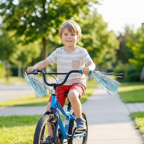 1 Pair Kids Bike Scooter Handlebar Streamers Sparkle Pom Pom Tassels Children Scooter Bicycle Grips Ribbon Baby Carrier Accessories Easy Attachment to Bike's Handlebars in Kuwait