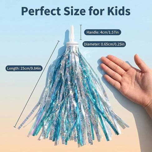 1 Pair Kids Bike Scooter Handlebar Streamers Sparkle Pom Pom Tassels Children Scooter Bicycle Grips Ribbon Baby Carrier Accessories Easy Attachment to Bike's Handlebars in Kuwait