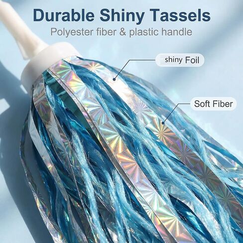 1 Pair Kids Bike Scooter Handlebar Streamers Sparkle Pom Pom Tassels Children Scooter Bicycle Grips Ribbon Baby Carrier Accessories Easy Attachment to Bike's Handlebars in Kuwait