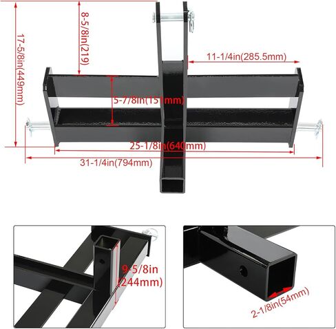 KUAFU 3 Point Hitch Receiver 2" Tractor Drawbar Compatible with Category 1 Tractors w/Suitcase Weight Brackets in Saudi Arabia