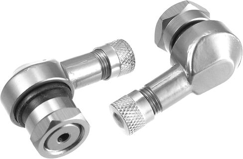 X AUTOHAUX Pair Silver Tone Aluminum Alloy 90 Degree Universal Motorcycle Wheel Rim Vacuum Tire Valve Stems Caps 11.3mm in Saudi Arabia