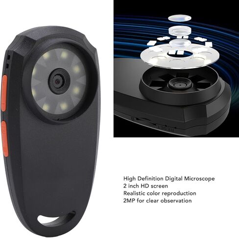 Handheld Digital Microscope with 2.0 Inch Color Screen, Portable Magnifying Glass for Kids, 500x Magnification, 8 LED Lights, USB Compatible with PC and OS (White) in Saudi Arabia