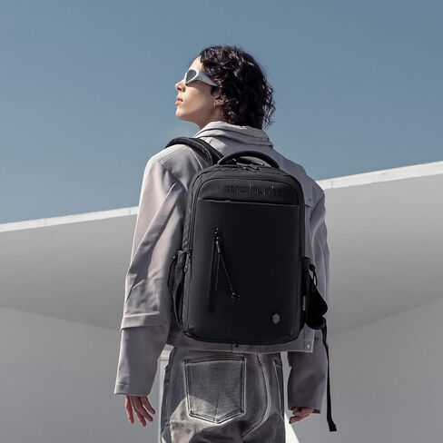 حقيبة ظهر للكمبيوتر المحمول للسفر من ARCTIC HUNTER AH للرجال، حقيبة عمل خفيفة الوزن تناسب كمبيوتر محمول مقاس 15.6 بوصة، حقيبة ظهر معتمدة من الطائرة، مقاومة للماء، متينة، سوداء in Kuwait