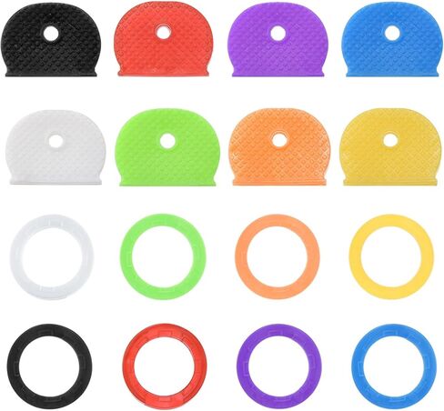 Key Caps Covers Tags Set, 32 Pack Keys Ring Coding Identifiers Silicone Case Shell Protector for Office House Apartment, 8 Assorted Colors in Saudi Arabia