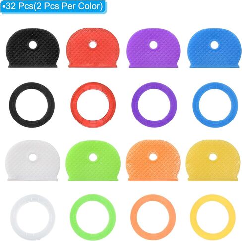 Key Caps Covers Tags Set, 32 Pack Keys Ring Coding Identifiers Silicone Case Shell Protector for Office House Apartment, 8 Assorted Colors in Saudi Arabia