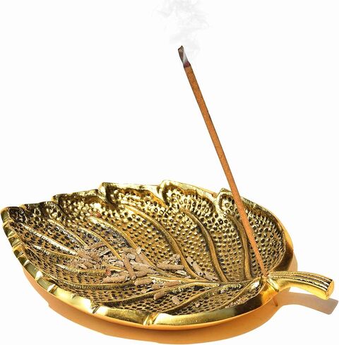Pure Source India Leaf Design Incense Burner Holder/Incense Stick Holder Ash Catcher for Home Office Fragrance Yoga Meditation in Saudi Arabia