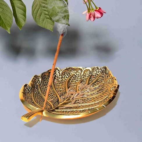 مصدر نقي الهند ورقة تصميم حامل البخور/حامل عصا البخور الرماد الماسك للمنزل مكتب العطر اليوغا التأمل in Kuwait