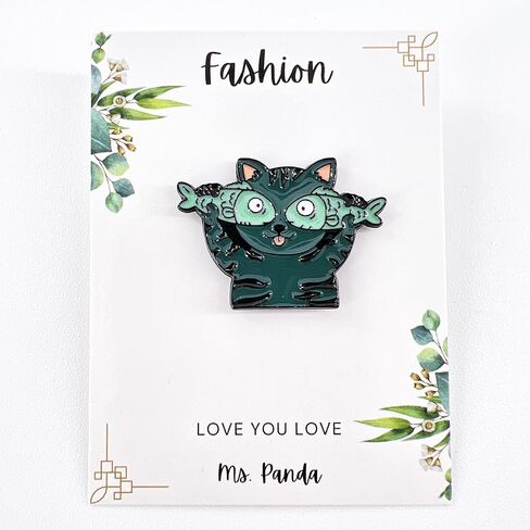Cat with Fish Eyes Enamel Pin – Funny Cartoon Kitty with Silly Expression, Quirky Lapel Accessory for Animal Lovers and Collectors in Saudi Arabia