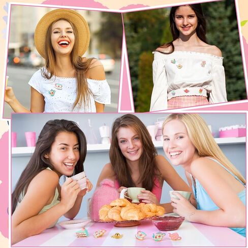 Yinkin 35 Pcs Spring Tea Party Decorations Tea Party Enamel Pins Bulk Teacup Cupcakes Teapot Lapel Pins Alloy Brooches for Girls Women Clothing Bag Hat Decor in Saudi Arabia