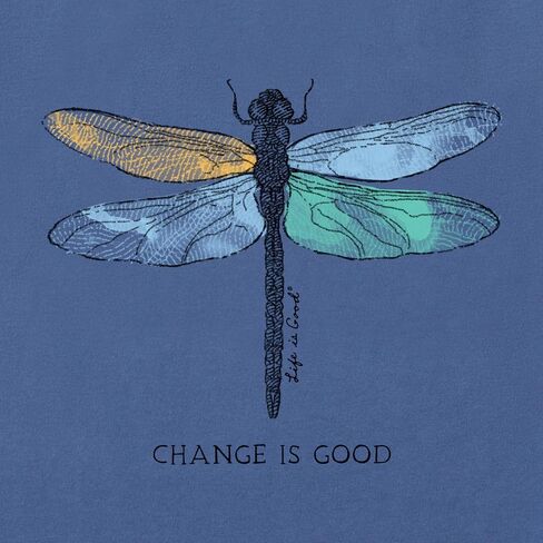 Life is Good. Women's Long Sleeve Crusher Tee Change Dragonfly, Vintage Blue in Saudi Arabia