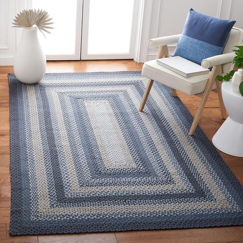 مجموعة SAFAVIEH المضفرة 2'3" x 8' رمادي داكن/أزرق BRD651H نسيج مسطح قابل للعكس من القطن مدخل بهو غرفة المعيشة غرفة النوم المطبخ عداء البساط in Saudi Arabia