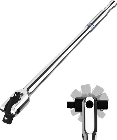 WORKPRO 16-inch Dual Drive Breaker Bar, 3/8" & 1/2" Drive, Heavy Duty Breaker Bars with 360° Flex Head, Spring-loaded Detent Ball, CR-MO Head, Premium Chrome Vanadium Steel with Black Phosphate Finish in Saudi Arabia