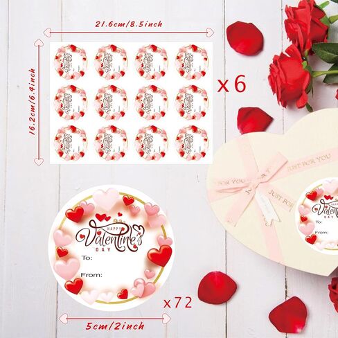 Love Stickers Happy Valentine's Day Stickers Valentines Day Gift Tags 72PCS 2-Inch Pink Round Love Labels, Customizable with Sender and Recipient Information in Saudi Arabia