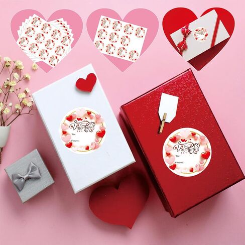Love Stickers Happy Valentine's Day Stickers Valentines Day Gift Tags 72PCS 2-Inch Pink Round Love Labels, Customizable with Sender and Recipient Information in Saudi Arabia