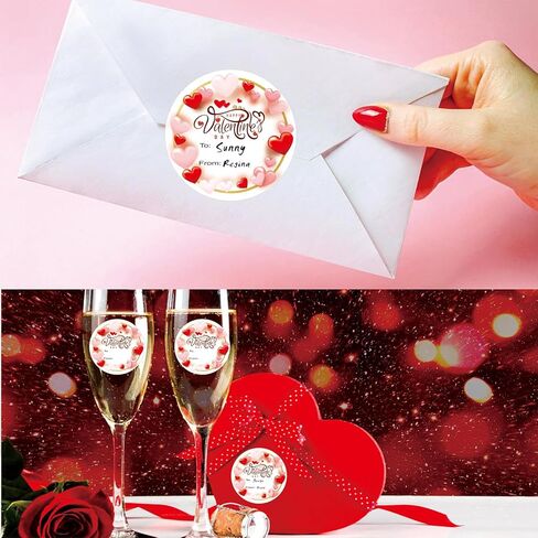 Love Stickers Happy Valentine's Day Stickers Valentines Day Gift Tags 72PCS 2-Inch Pink Round Love Labels, Customizable with Sender and Recipient Information in Saudi Arabia