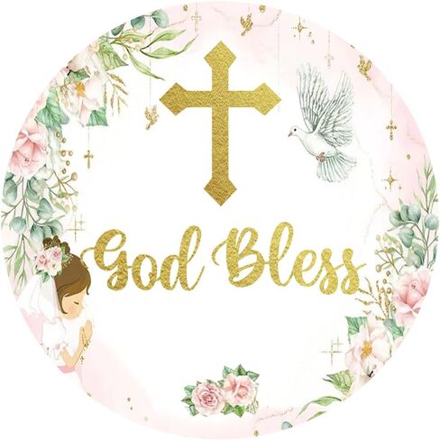 ملصقات متقاطعة أنيقة باللونين الوردي والذهبي مقاس 2 بوصة ملصقات ملصقات God Bless للمعمودية الدينية والتأكيد والتعميد والتواصل الأول - عدد 50 in Kuwait