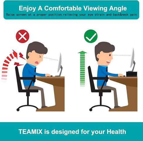TEAMIX 1 Pack and 2 Drawers White Monitor Stand Riser for 2 Monitors/Laptop/PC, Wood Screen/TV Stand Desk Organizer in Saudi Arabia