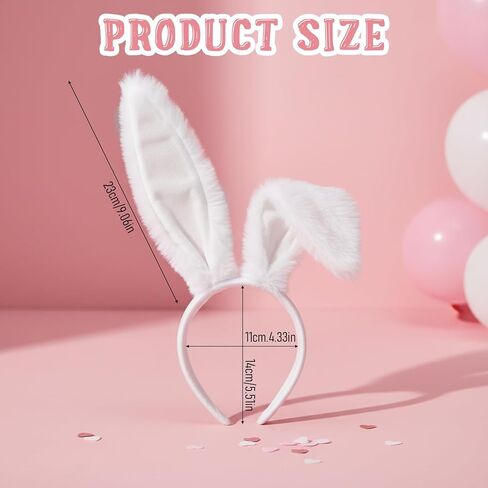 Furry Cute Rabbit Ears Headbands Bunny Easter Headband, White Bunny Ears Headband – Easter Bunny Ears, Flexible Wire Inside for Shapeable Styles for Cosplay, Halloween Costume Parties in Saudi Arabia