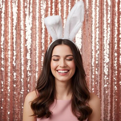 Furry Cute Rabbit Ears Headbands Bunny Easter Headband, White Bunny Ears Headband – Easter Bunny Ears, Flexible Wire Inside for Shapeable Styles for Cosplay, Halloween Costume Parties in Saudi Arabia