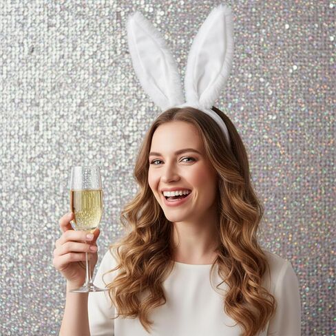 Furry Cute Rabbit Ears Headbands Bunny Easter Headband, White Bunny Ears Headband – Easter Bunny Ears, Flexible Wire Inside for Shapeable Styles for Cosplay, Halloween Costume Parties in Saudi Arabia