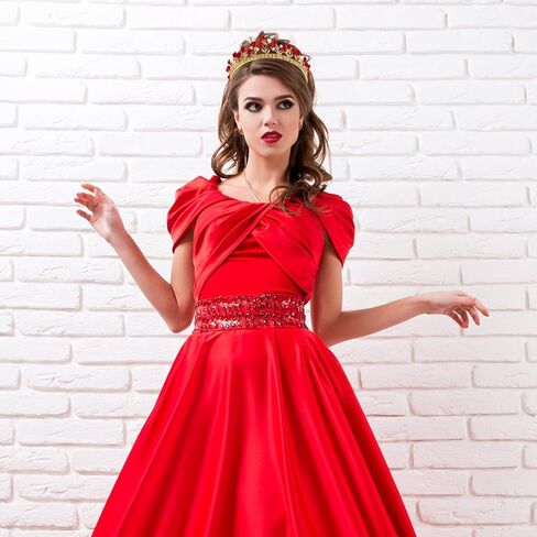 Toyvian Red Rose Rhinestone Crown: Bridal Tiara Wedding Headdress with Pearls and Alloy Rose - Halloween Queen Crystal Headbands - Beauty Beast Crown Jewelry for Women in Saudi Arabia