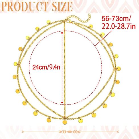 Yokawe Gold Sequins Head Chain Jewelry Bohemian Layered Festival Costume Headpieces Hair Accessories for Women in Kuwait