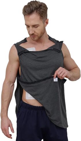 قمصان جراحة الكتف الرجالية مع أكمام دوارة ذات وصول سريع، قميص بدون أكمام بعد الجراحة من أجل الجزء العلوي لاستعادة منفذ العلاج الكيميائي in Kuwait