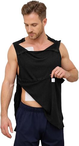 Men’s Shoulder Surgery Shirts with Snap Access Rotator Cuff Post Surgery Tank Top for Sling Chemo Port Recovery Top in Saudi Arabia