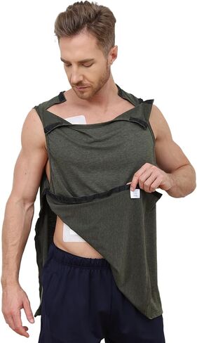 Men’s Shoulder Surgery Shirts with Snap Access Rotator Cuff Post Surgery Tank Top for Sling Chemo Port Recovery Top in Saudi Arabia