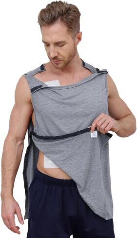Men’s Shoulder Surgery Shirts with Snap Access Rotator Cuff Post Surgery Tank Top for Sling Chemo Port Recovery Top in Saudi Arabia