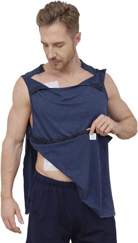 Men’s Shoulder Surgery Shirts with Snap Access Rotator Cuff Post Surgery Tank Top for Sling Chemo Port Recovery Top in Saudi Arabia