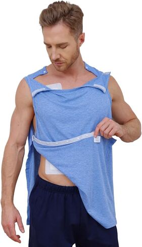 Men’s Shoulder Surgery Shirts with Snap Access Rotator Cuff Post Surgery Tank Top for Sling Chemo Port Recovery Top in Saudi Arabia