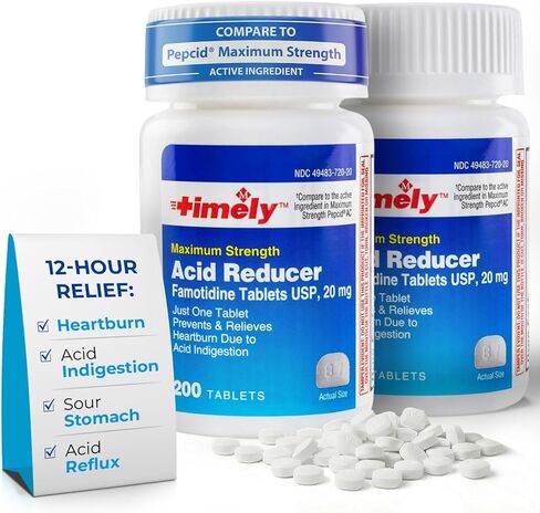 TIME-CAP LABS, INC. Timely Acid Reducer Famotidine 20mg - 100 Tablets - Effective Heartburn Relief for Adults & Children 12 Years & Over in Saudi Arabia