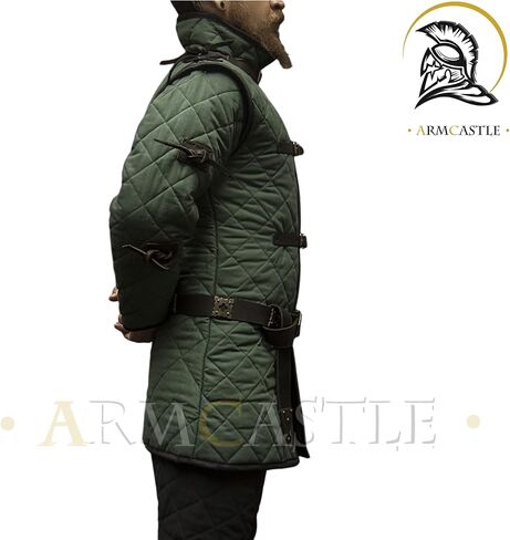 درع حماية مبطن من Viking Armor Medieval Gambeson بأكمام كاملة من Aketon الأفضل لـ Under Armor SCA Larp in Kuwait