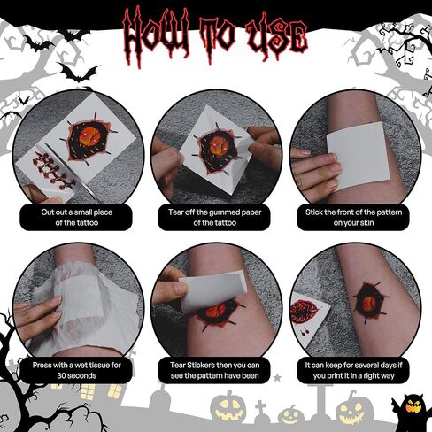 6 قطع من عصابة رأس سكين الهالوين - سكين بلاستيكي، فأس، منجل، مفتاح ربط، مطرقة وحقنة ملحقات مخيفة لحفلة تنكرية زومبي، دعامات الهالوين مع 30 قطعة من ملصقات الوشم المؤقت للهالوين in Kuwait