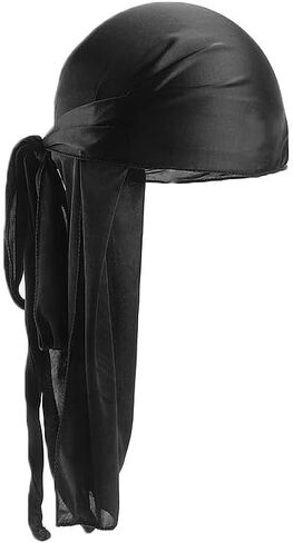 Silky Long Tail Durag Head Wrap Breathable Satin Wave Cap Headscarf for Men and Women in Saudi Arabia