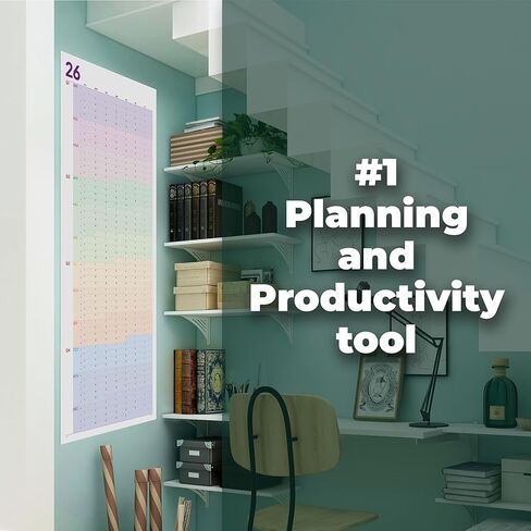 Large Wall Calendar 2026 (39 x 17 inches - Rolled) Dry Erase Calendar for Wall, Erasable Wall Planner, Vertical Layout, Quality Large Print, Gloss Lamination, Colorful Design. in Kuwait