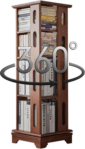 رف كتب من الخشب الصلب يدور بزاوية 360 درجة، رف متعدد الوظائف، قاعدة واسعة، ثابت ومتين، حواف مصقولة بسلاسة مناسبة لغرفة المعيشة والمكتب والصالة والفصول الدراسية (153 * 44 سم) in Saudi Arabia