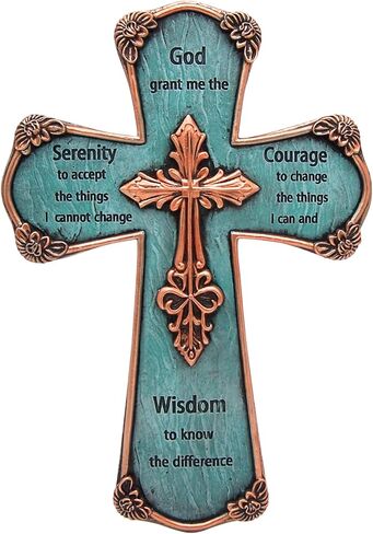 Serenity Prayer Cross Wall Decor, Turquoise and Copper Toned Design,12 inches in Saudi Arabia