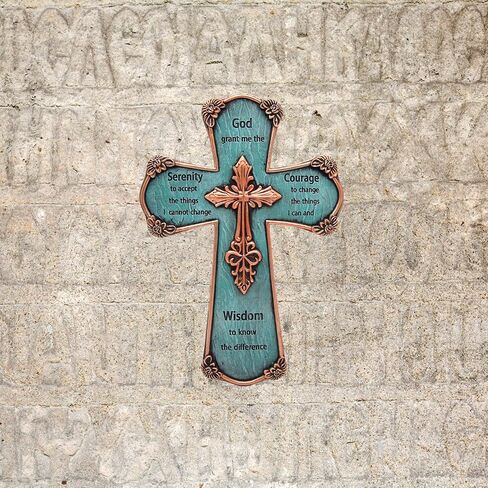 Serenity Prayer Cross Wall Decor, Turquoise and Copper Toned Design,12 inches in Saudi Arabia