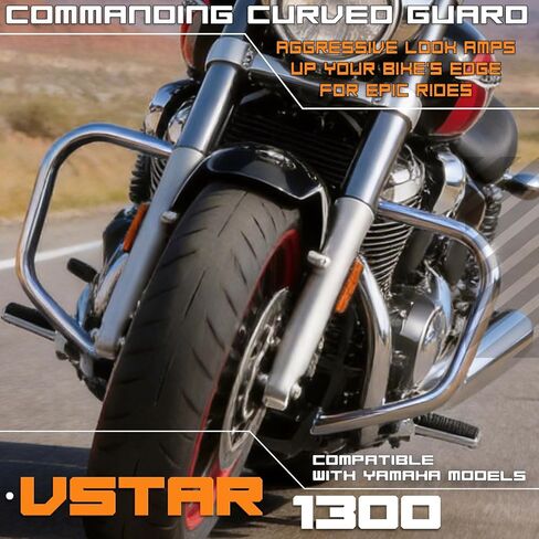 Crash Bar Classic Engine Guard Highway Bar Compatible with Yamaha XVS V-Star Vstar 1300 Deluxe Tourer (Chrome) in Saudi Arabia