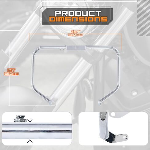 Crash Bar Classic Engine Guard Highway Bar Compatible with Honda VT1100C Shadow Spirit VT1100C2 Shadow Sabre 2000-2007 (Chrome) in Saudi Arabia