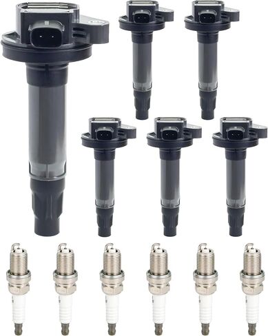 Ignition Coil UF400 and Iridium Spark Plug 9807B-5517W Fit for 2006-2008 Honda Pilot Ridgeline 3.5L, 2003-2006 Acura MDX, 2004-2007 Saturn Vue 3.5L V6, Set of 6, # 30520PVFA01, 30520PDKA01 in Saudi Arabia