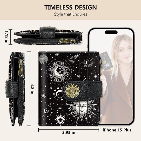 Chelmon Celestial Symphony Small Wallet Woman RFID Blocking, PU Leather Bifold Credit Card Ladies Wallets with ID Window, Cute Zipper Coin Pocket Purse for Girls in Saudi Arabia
